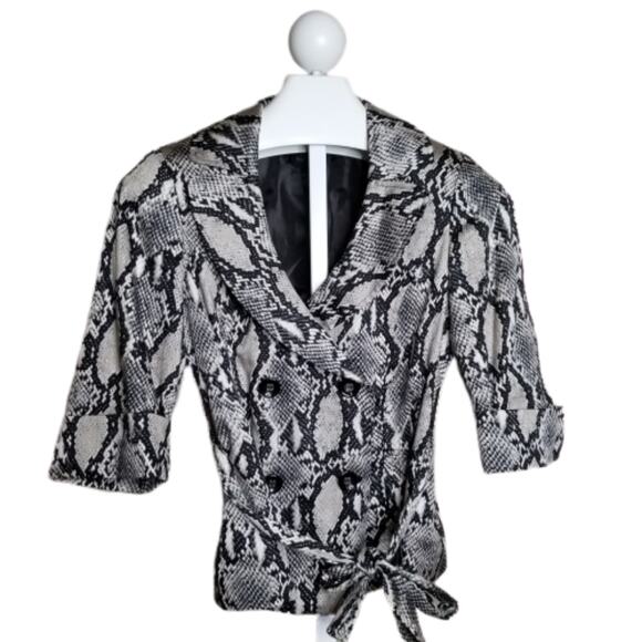 Focus 2000 Petite Snake Print Trench Blazer 10P - Picture 1 of 8
